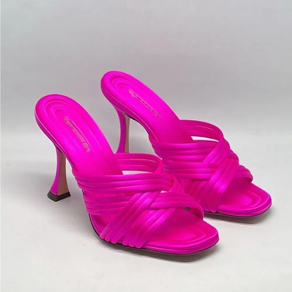 Aquazzura Oahu 95MM Strappy Satin Sandals size 37